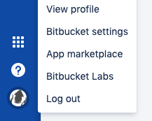 Bitbucketのアカウントメニュー
